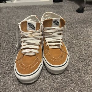 Vans Suede High-Tops in Brown and White